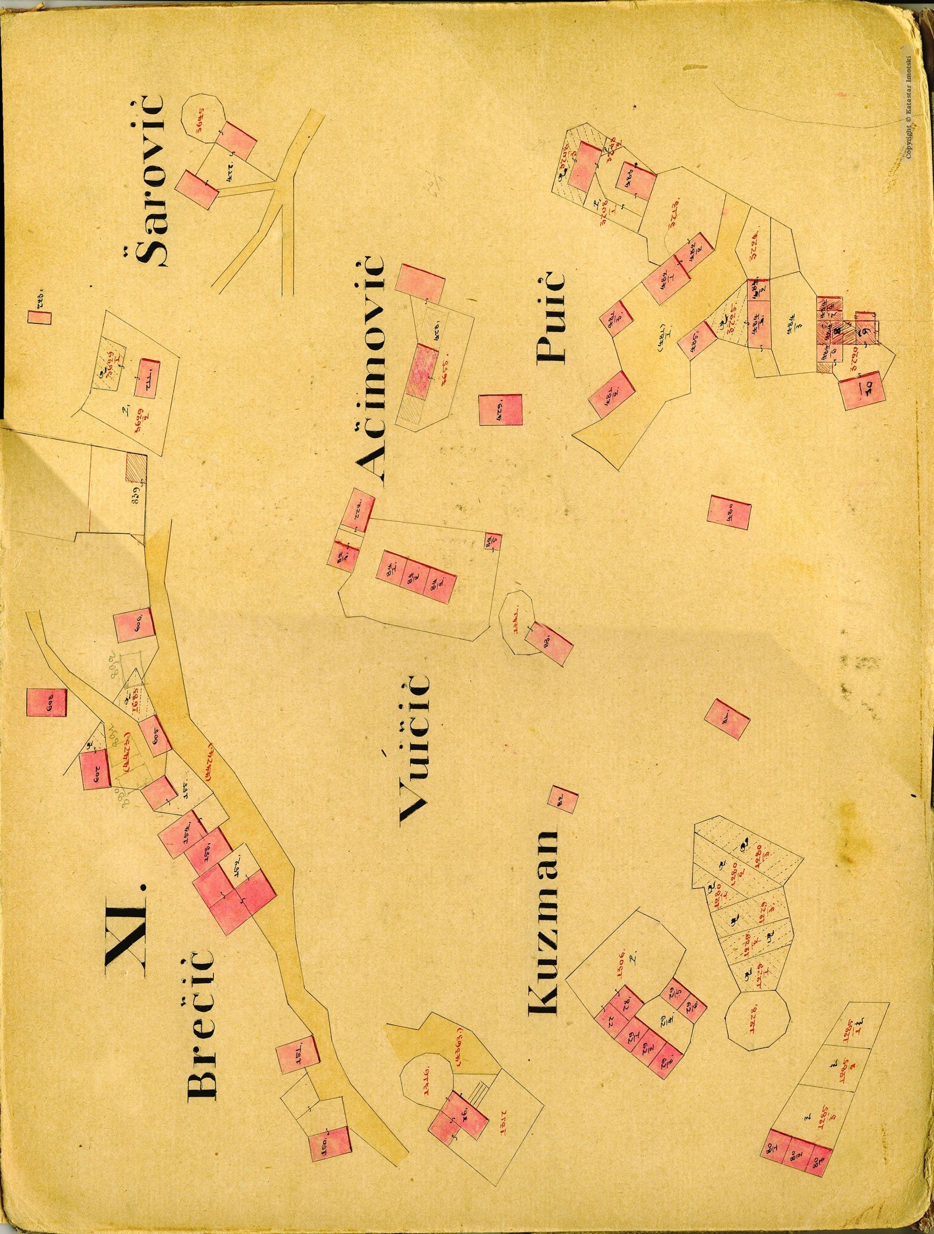 Glavina Donja prema katastru iz 1835. godine