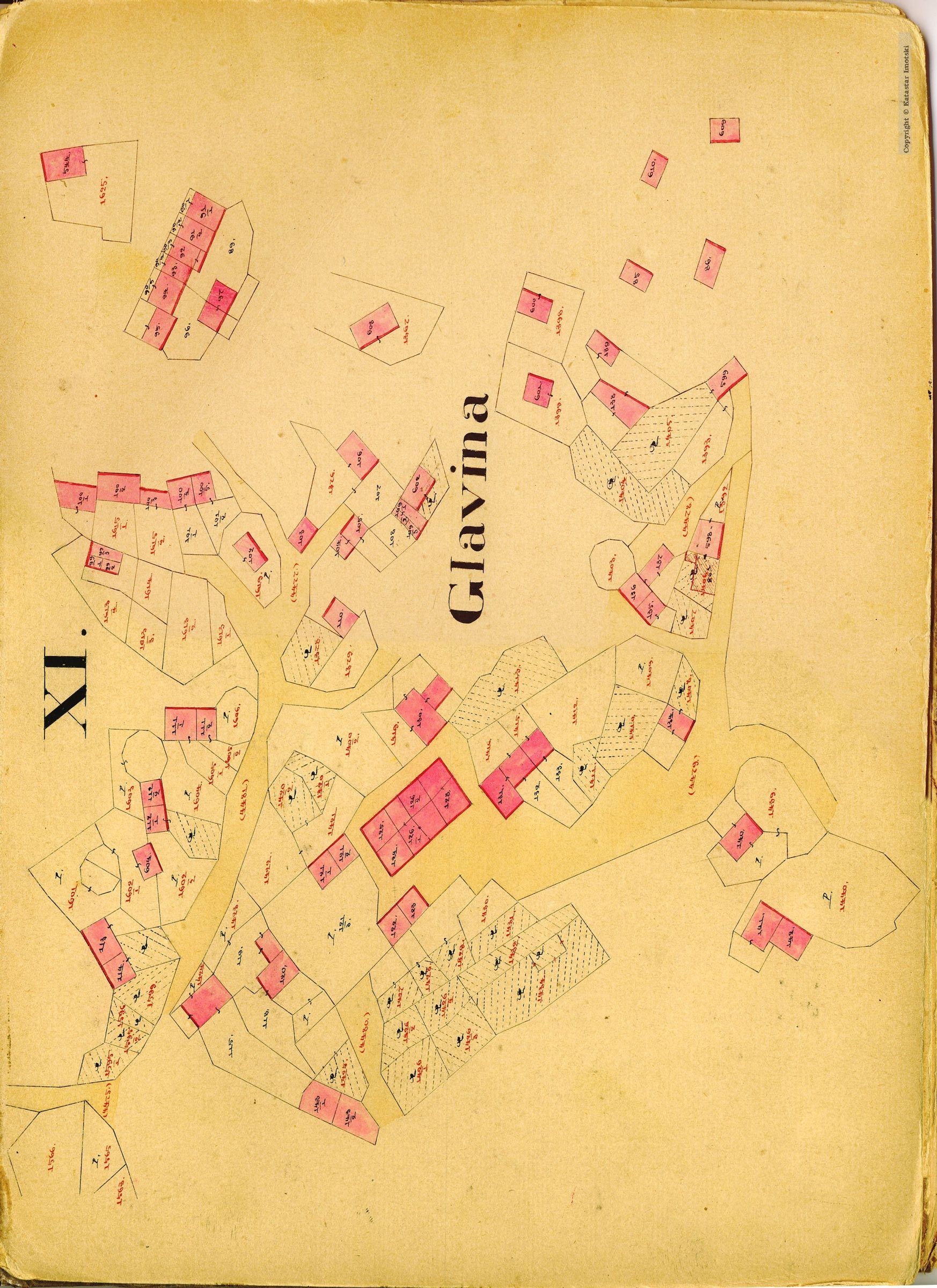 Glavina Gornja prema katastru iz 1835. godine